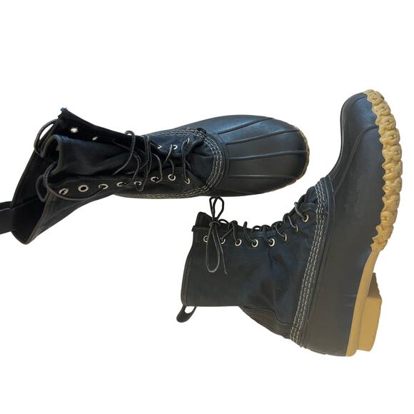 L.L. Bean Signature Black Waxed Canvas Duck Boots 8 - Picture 2 of 7
